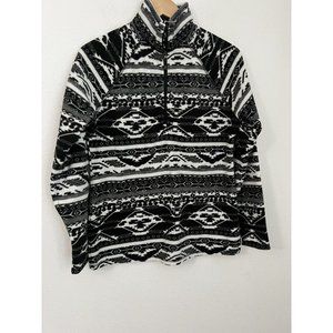 Eddie Bauer women’s fleece Mountain Southwest Aztec Print Size M Black White